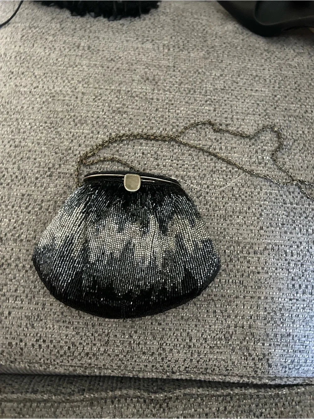 Beaded Black and Silver Evening Clutch